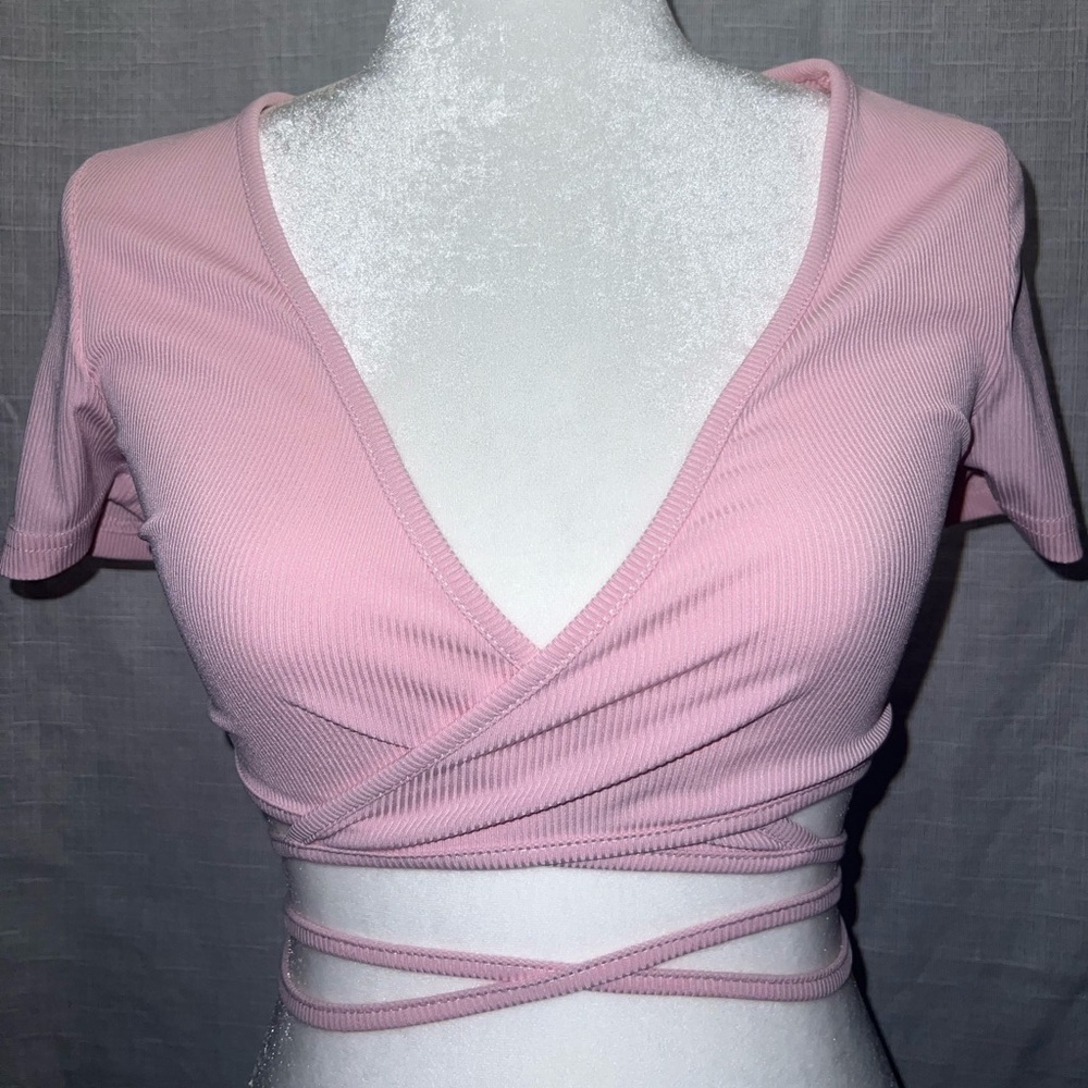 pink shein crop top size xs
